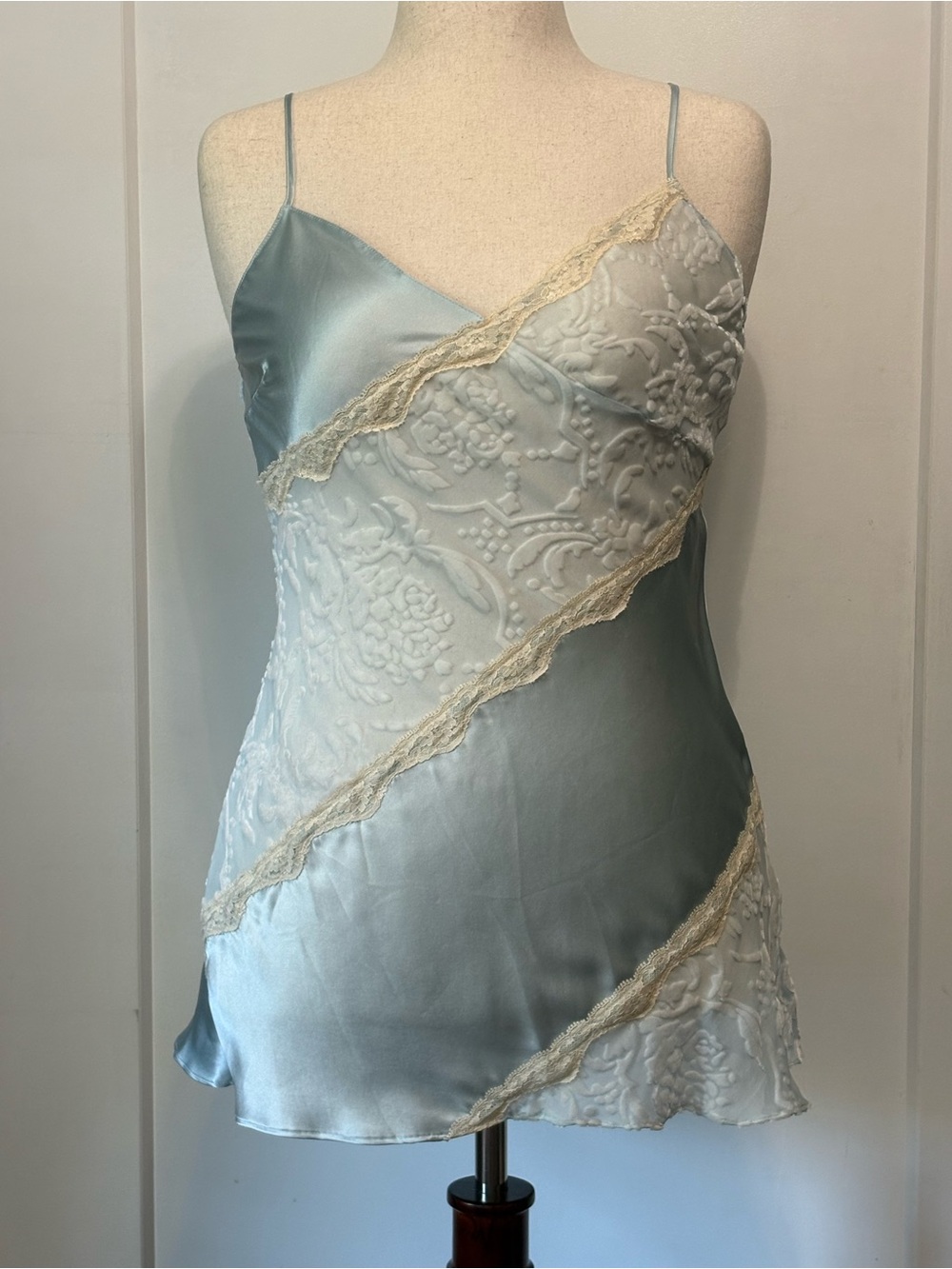 Vintage 2003 Victoria's Secret 100% Silk & Burnout Velvet Slip Dress M